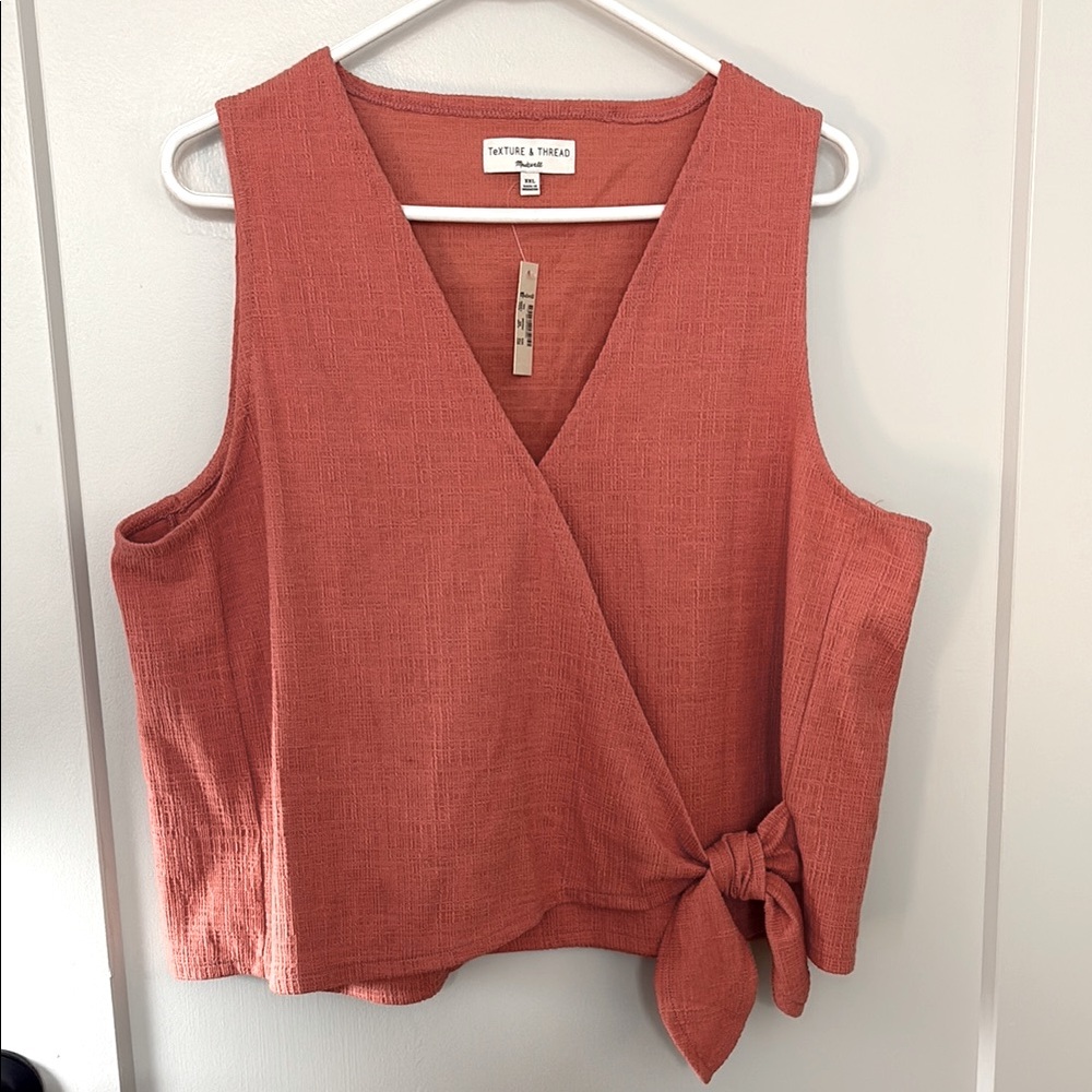 Madewell coral sleeveless tie top